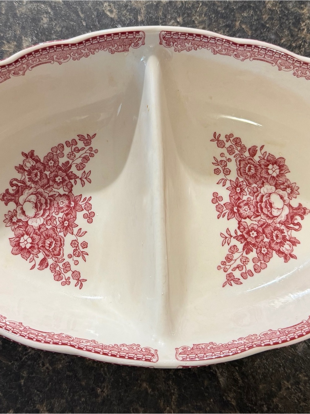 Johnson Bros Rose Color Divided Serving Dish